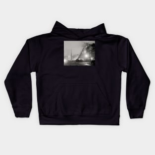 Five Alarm Fire at Night, 1925. Vintage Photo Kids Hoodie